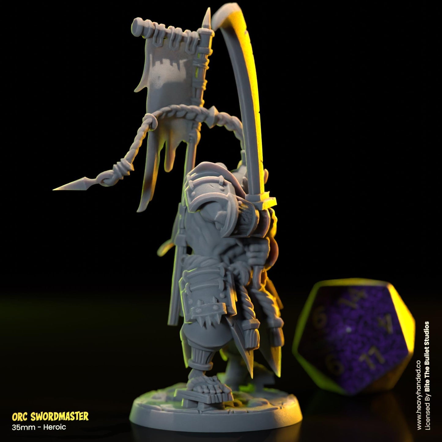 Orce Swordmaster | Bite the Bullet | Orcs | Tabletop RPG and D&D Fantasy Miniature