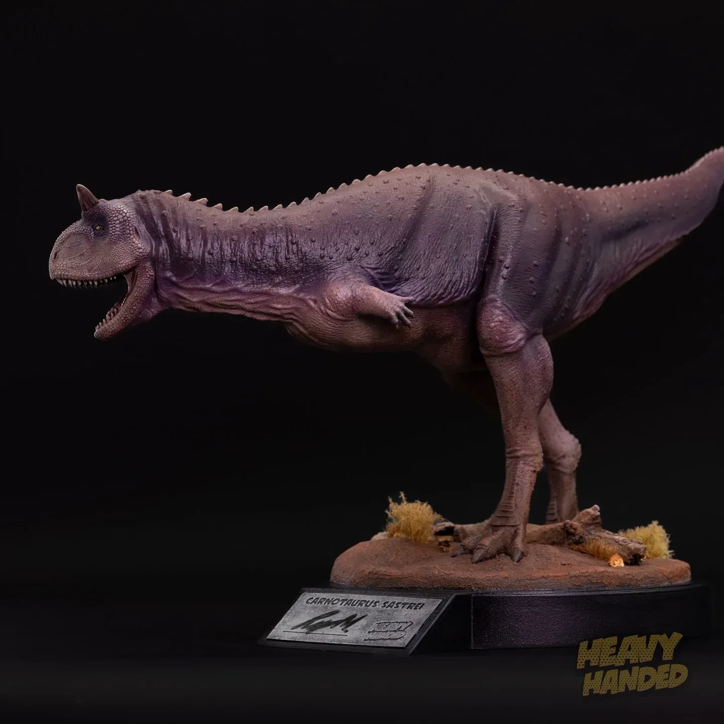 Carnotaurus Sculpture, hand-painted dinosaur maquette by Heavy Handed