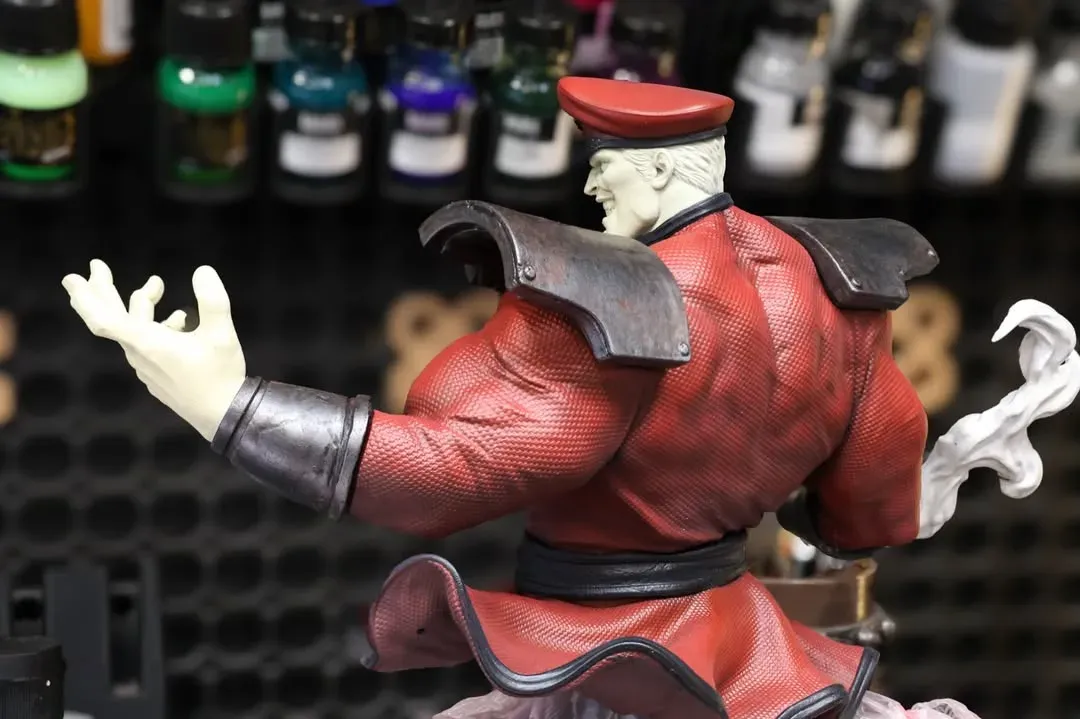 M. Bison bust progress, front three-quarter