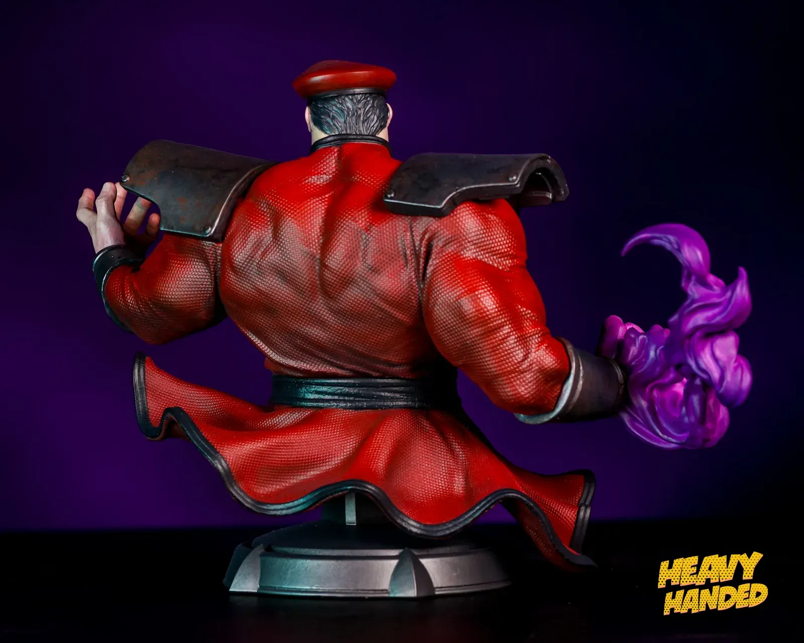 Finished M. Bison bust, rear three-quarter