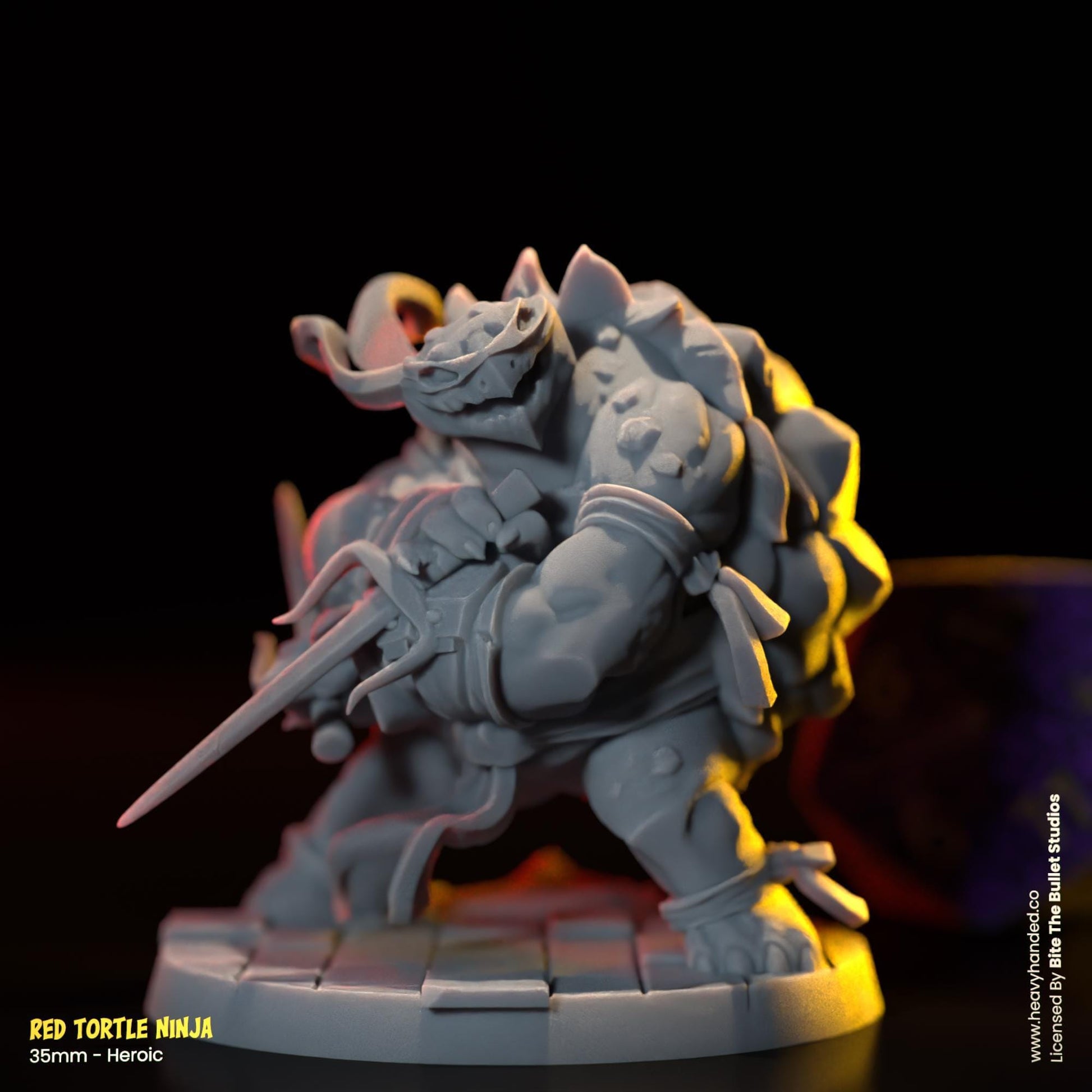 Red Ninja Tortle (Sais) | Bite the Bullet | Fantasy Miniature | TMNT-Inspired Model | Raphael | D&D | TTRPG | RPG Model