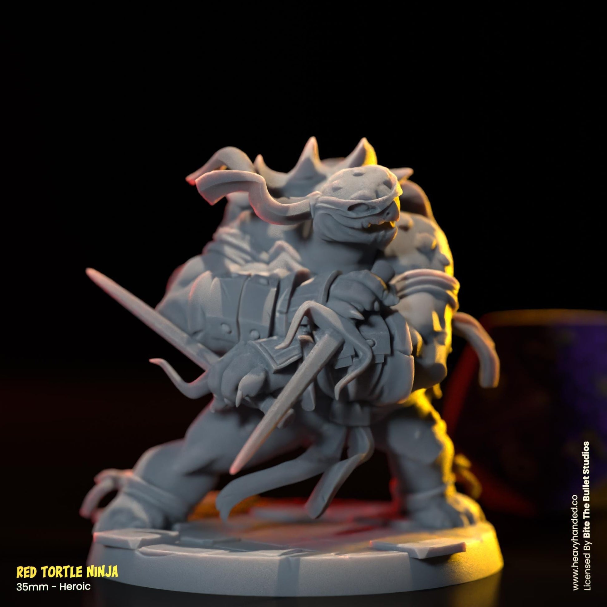 Red Ninja Tortle (Sais) | Bite the Bullet | Fantasy Miniature | TMNT-Inspired Model | Raphael | D&D | TTRPG | RPG Model