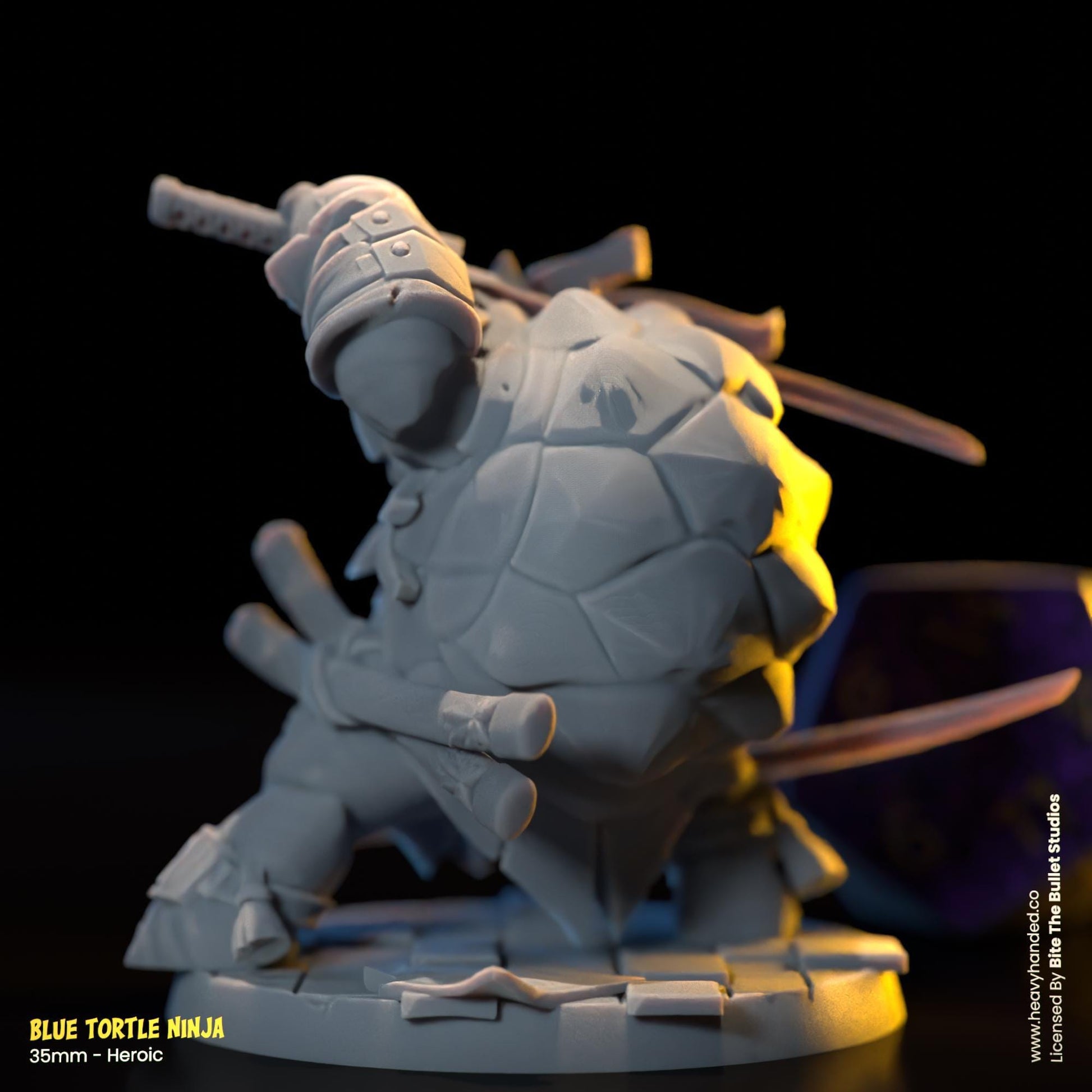 Blue Ninja Tortle (Katanas) | Bite the Bullet | Fantasy Miniature | TMNT-Inspired | Leonardo | D&D | TTRPG | RPG Model