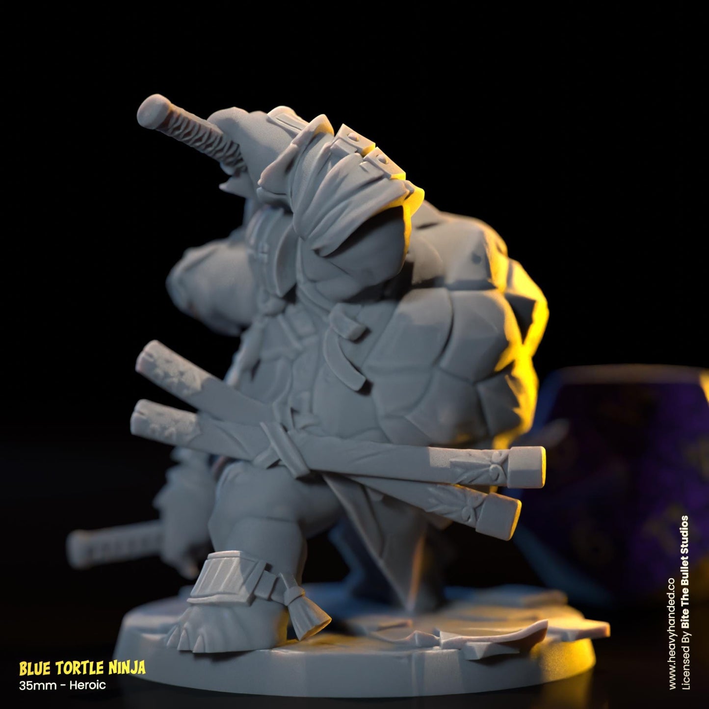 Blue Ninja Tortle (Katanas) | Bite the Bullet | Fantasy Miniature | TMNT-Inspired | Leonardo | D&D | TTRPG | RPG Model