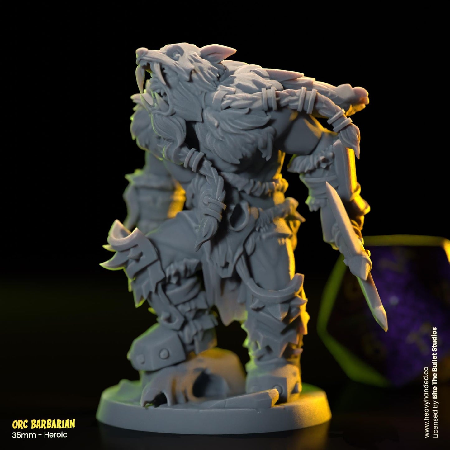 Orc Barbarian | Bite the Bullet | Tabletop RPG and D&D Fantasy Miniature