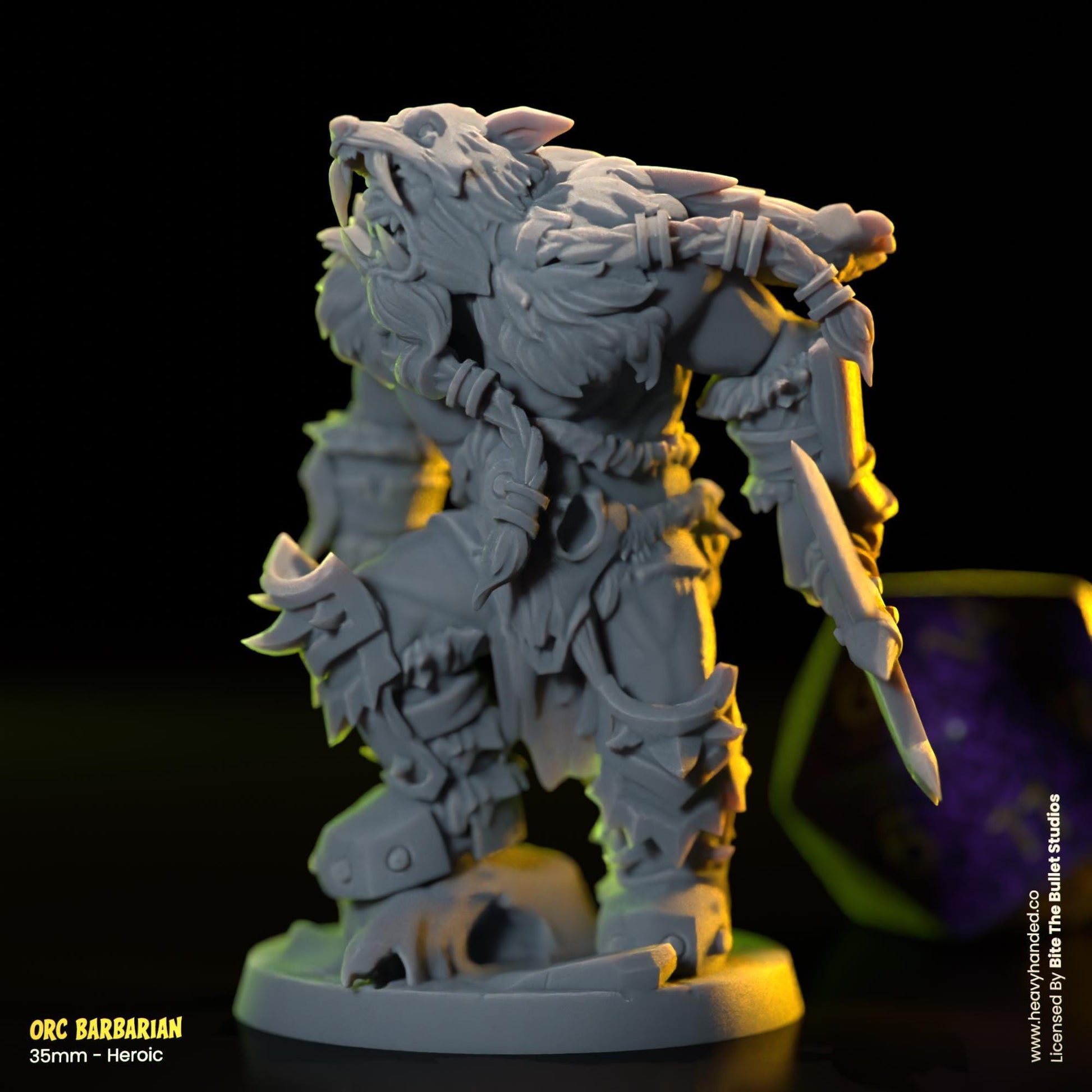 Orc Barbarian | Bite the Bullet | Tabletop RPG and D&D Fantasy Miniature