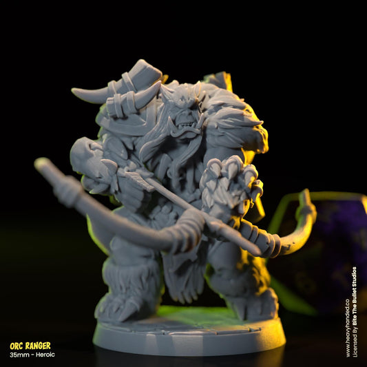 Orc Ranger and Bear Companion | Bite the Bullet | Orcs | Tabletop RPG and D&D Fantasy Miniature