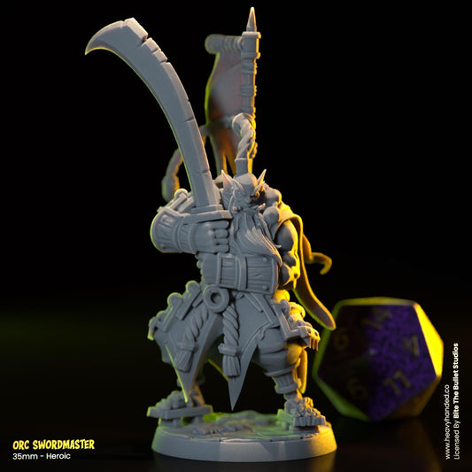 Orce Swordmaster | Bite the Bullet | Orcs | Tabletop RPG and D&D Fantasy Miniature