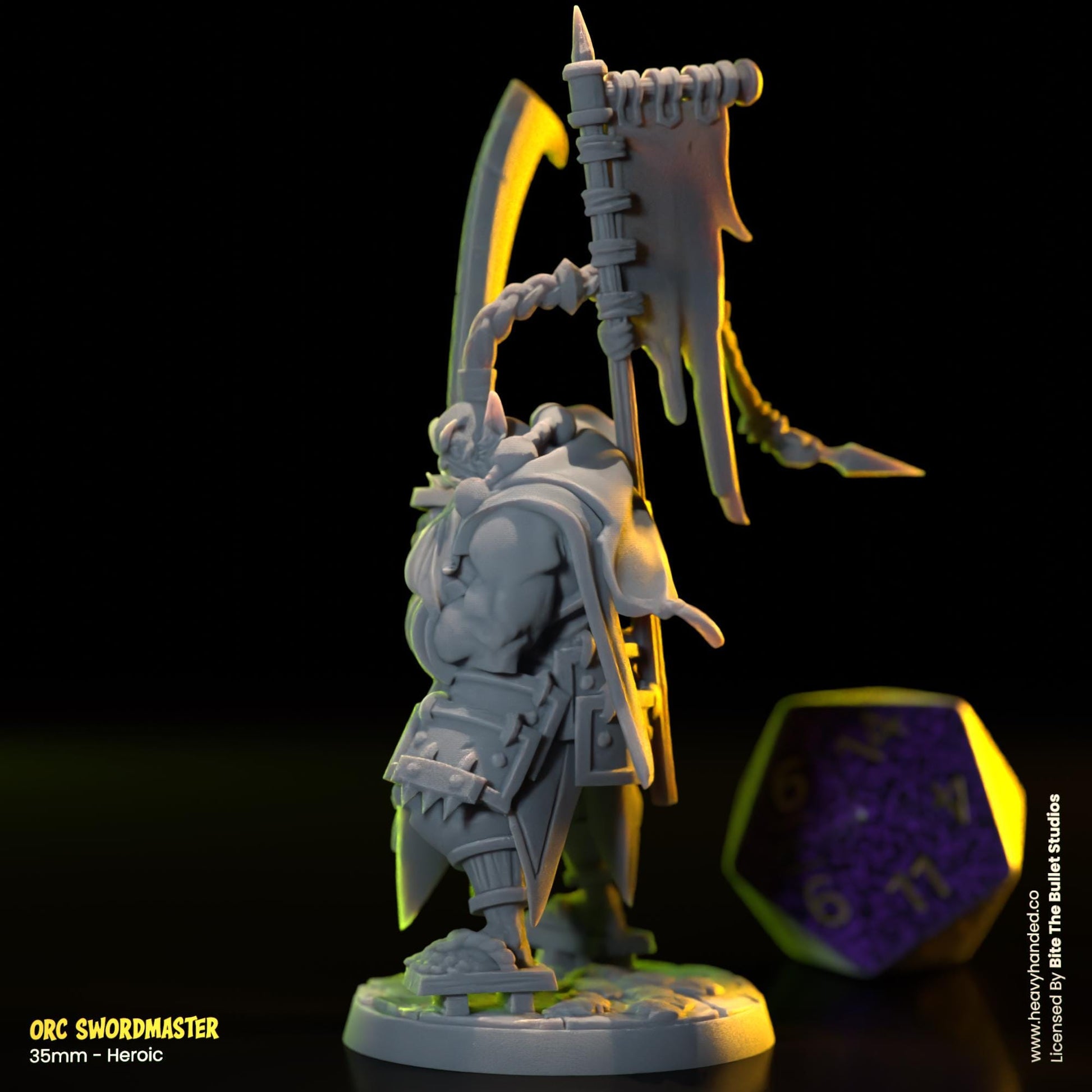 Orce Swordmaster | Bite the Bullet | Orcs | Tabletop RPG and D&D Fantasy Miniature