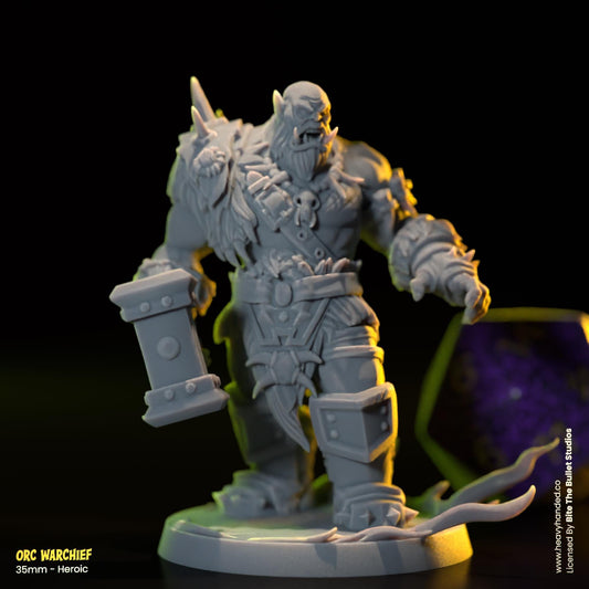 Orc Warchief | Bite the Bullet | Orcs | Tabletop RPG and D&D Fantasy Miniature