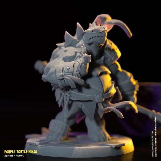 Purple Ninja Tortle (Bo Staff) | Bite the Bullet | Fantasy Miniature | TMNT-Inspired Model | Donatello | D&D | TTRPG | RPG Model