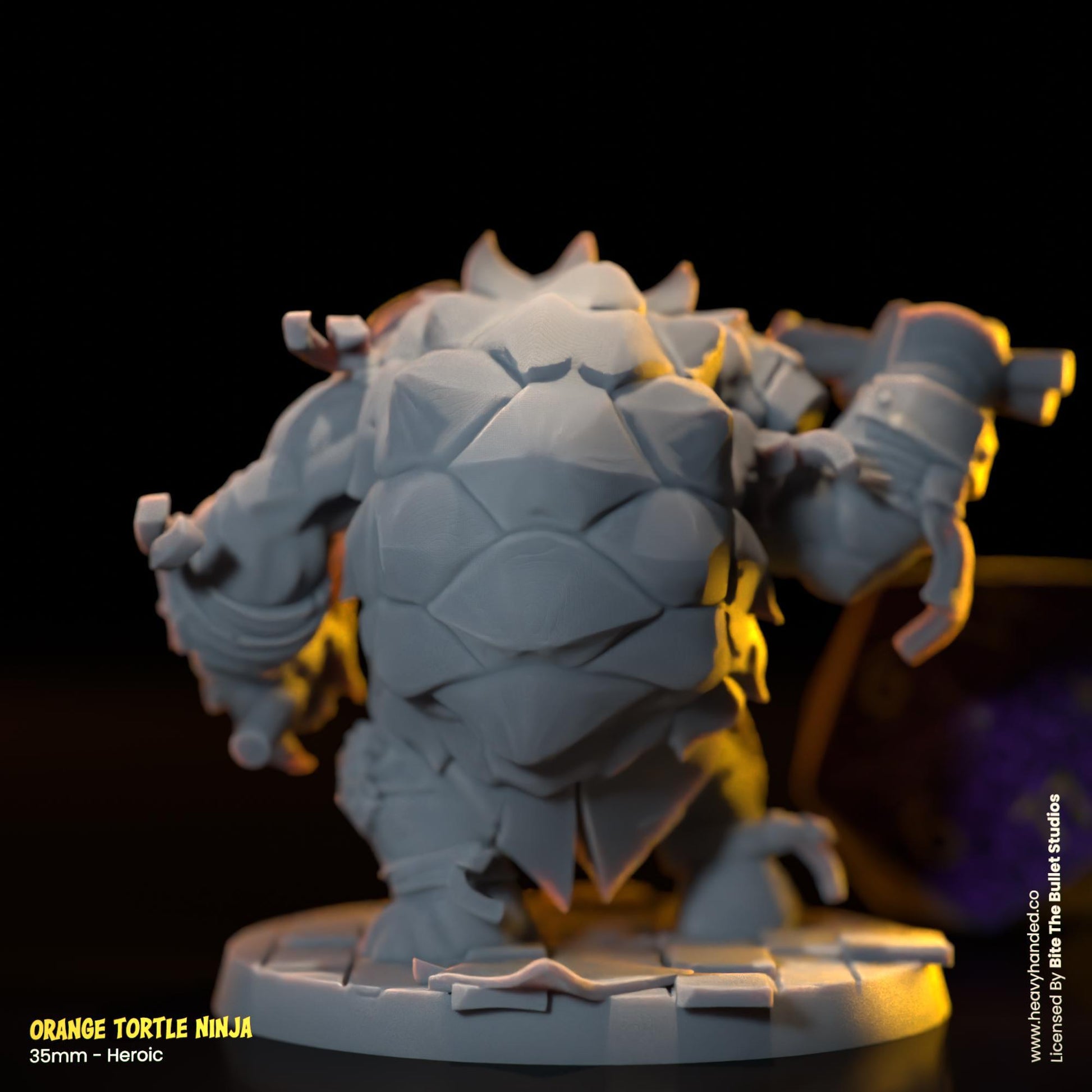 Orange Ninja Tortle (Nunchucks) | Bite the Bullet | Fantasy Miniature | TMNT-Inspired Model | Michelangelo | D&D | TTRPG | RPG Model