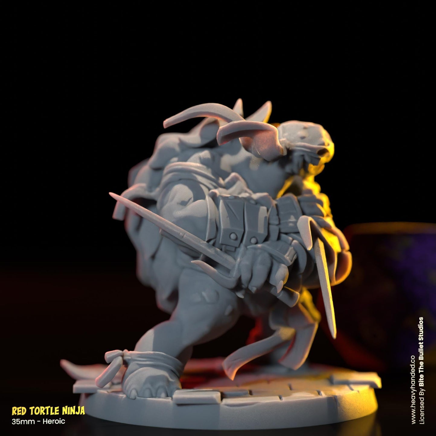 Red Ninja Tortle (Sais) | Bite the Bullet | Fantasy Miniature | TMNT-Inspired Model | Raphael | D&D | TTRPG | RPG Model