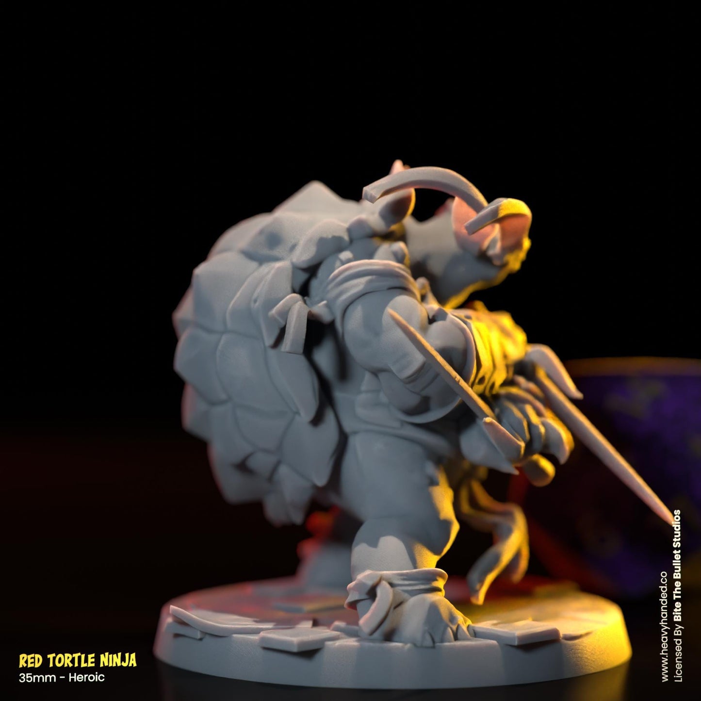 Red Ninja Tortle (Sais) | Bite the Bullet | Fantasy Miniature | TMNT-Inspired Model | Raphael | D&D | TTRPG | RPG Model