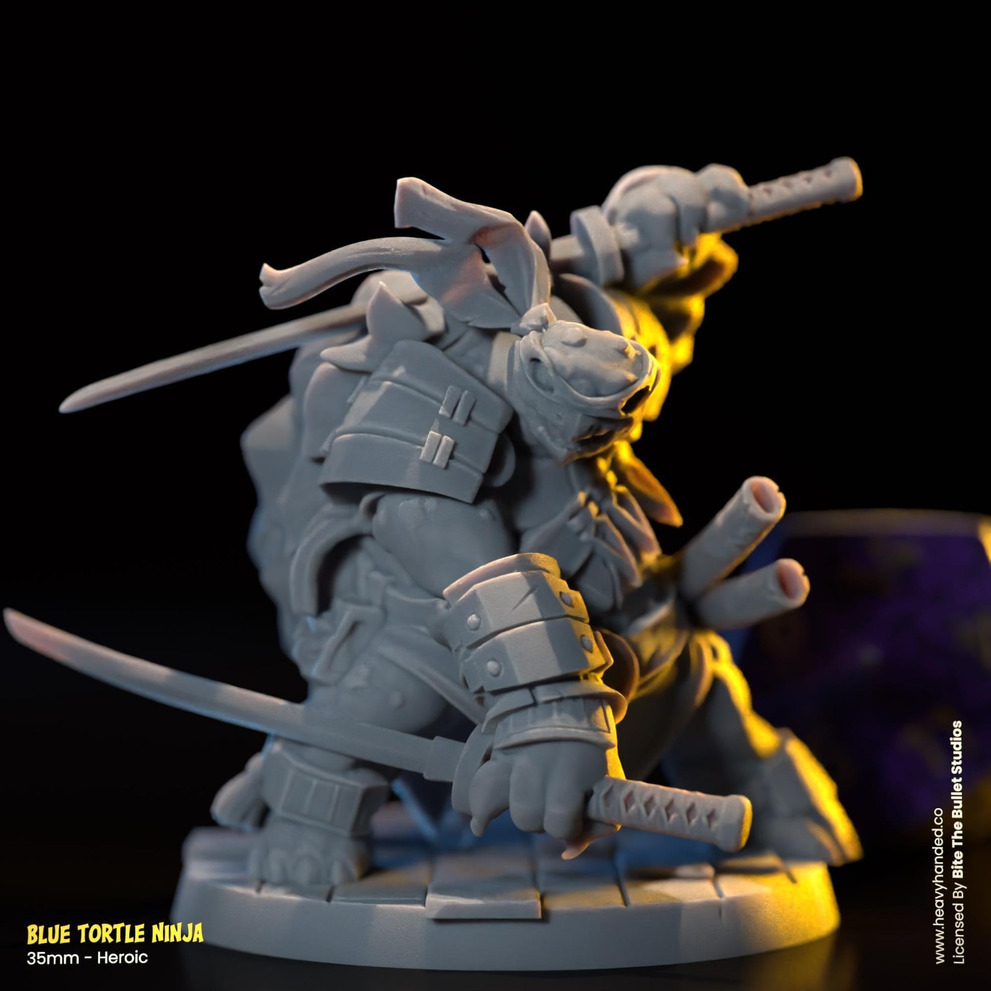 Blue Ninja Tortle (Katanas) | Bite the Bullet | Fantasy Miniature | TMNT-Inspired | Leonardo | D&D | TTRPG | RPG Model