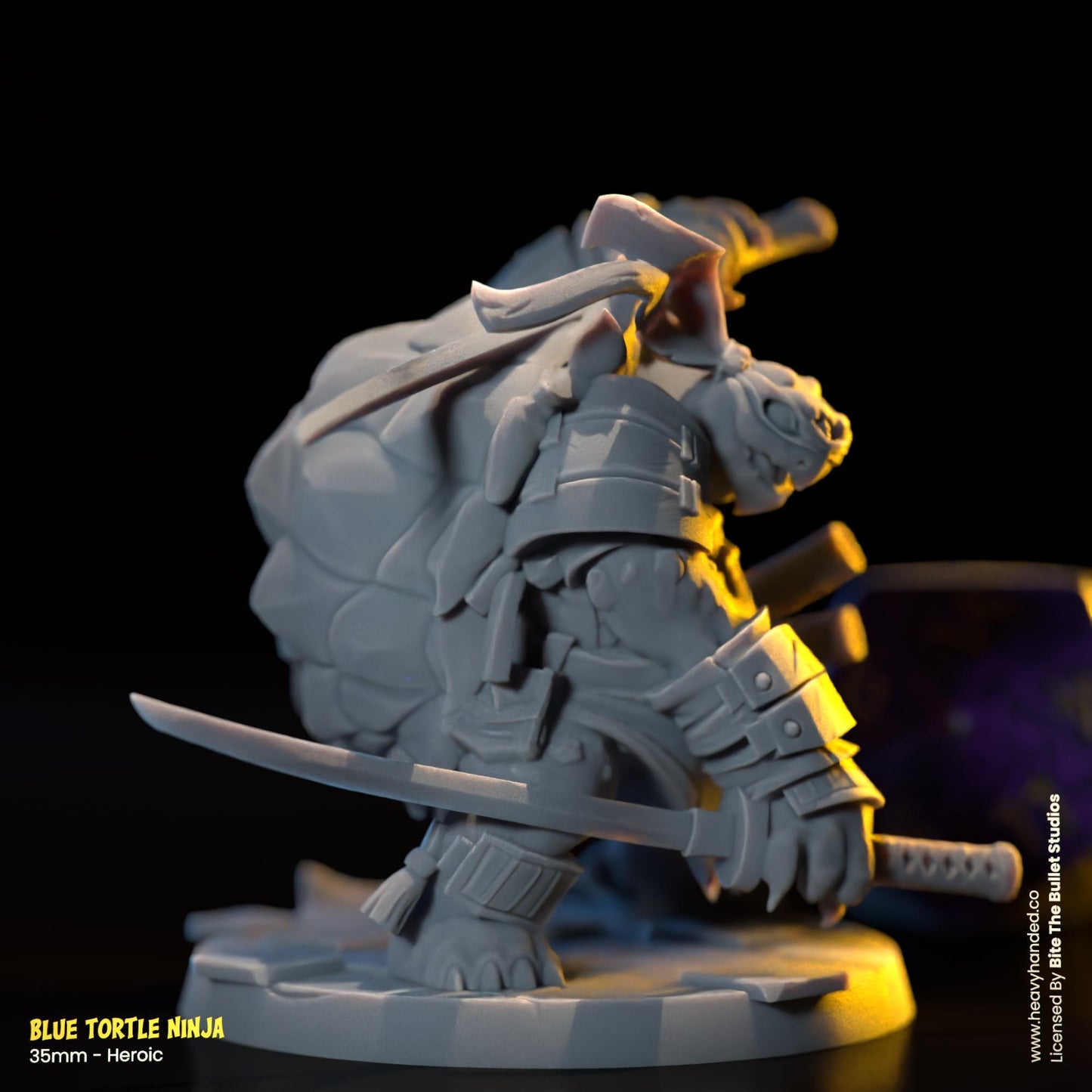 Blue Ninja Tortle (Katanas) | Bite the Bullet | Fantasy Miniature | TMNT-Inspired | Leonardo | D&D | TTRPG | RPG Model