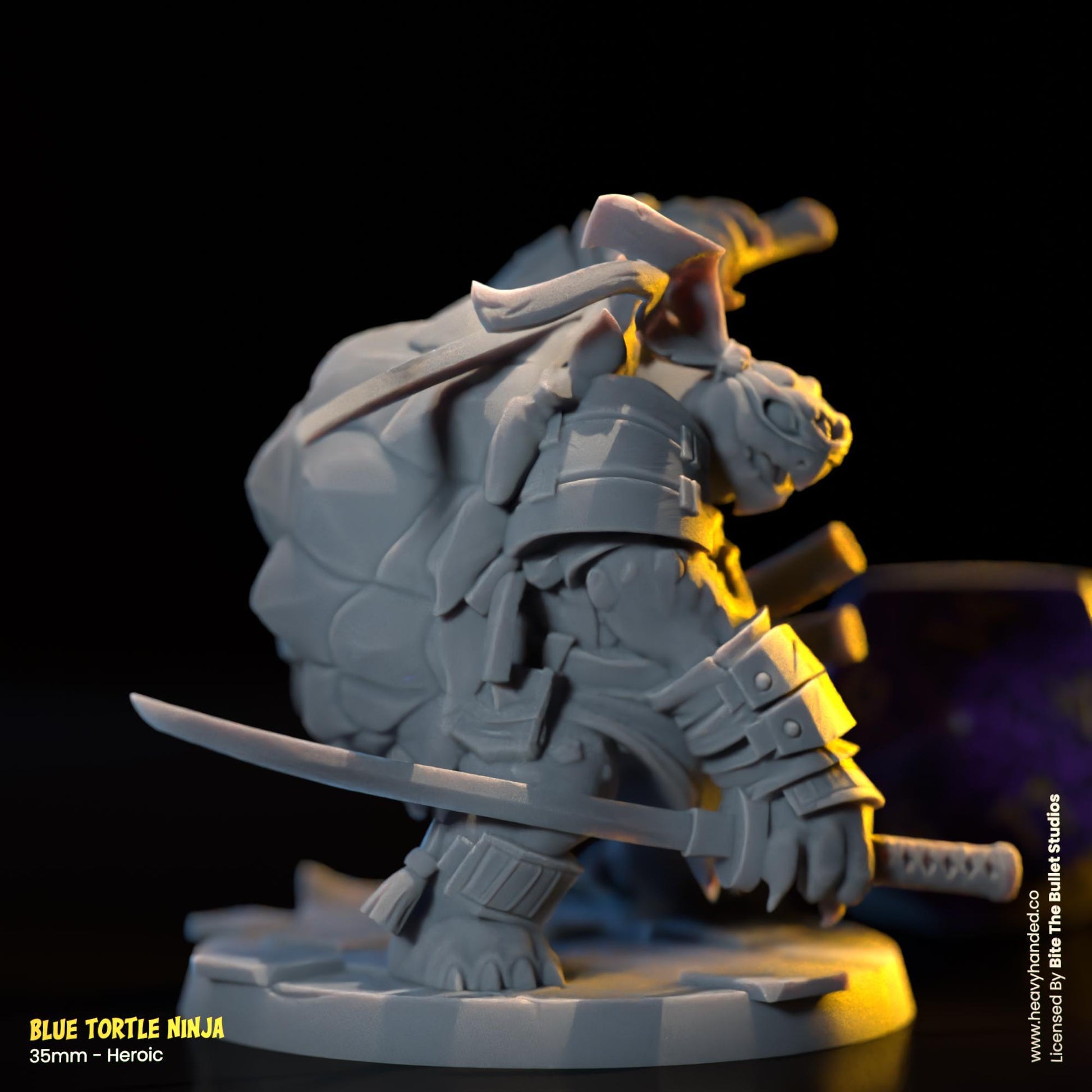 Blue Ninja Tortle (Katanas) | Bite the Bullet | Fantasy Miniature | TMNT-Inspired | Leonardo | D&D | TTRPG | RPG Model