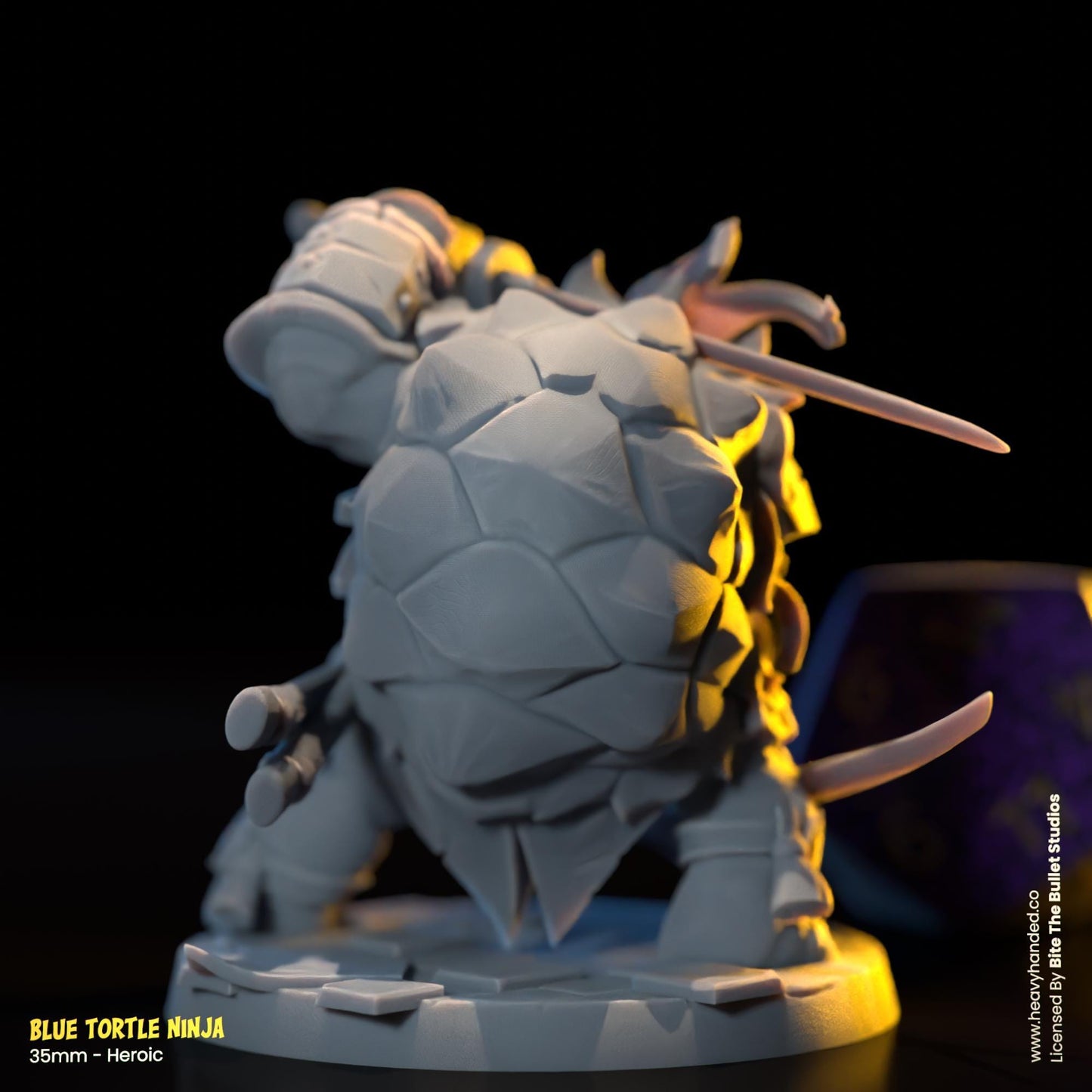 Blue Ninja Tortle (Katanas) | Bite the Bullet | Fantasy Miniature | TMNT-Inspired | Leonardo | D&D | TTRPG | RPG Model