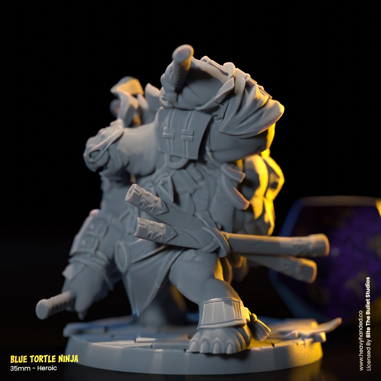 Blue Ninja Tortle (Katanas) | Bite the Bullet | Fantasy Miniature | TMNT-Inspired | Leonardo | D&D | TTRPG | RPG Model