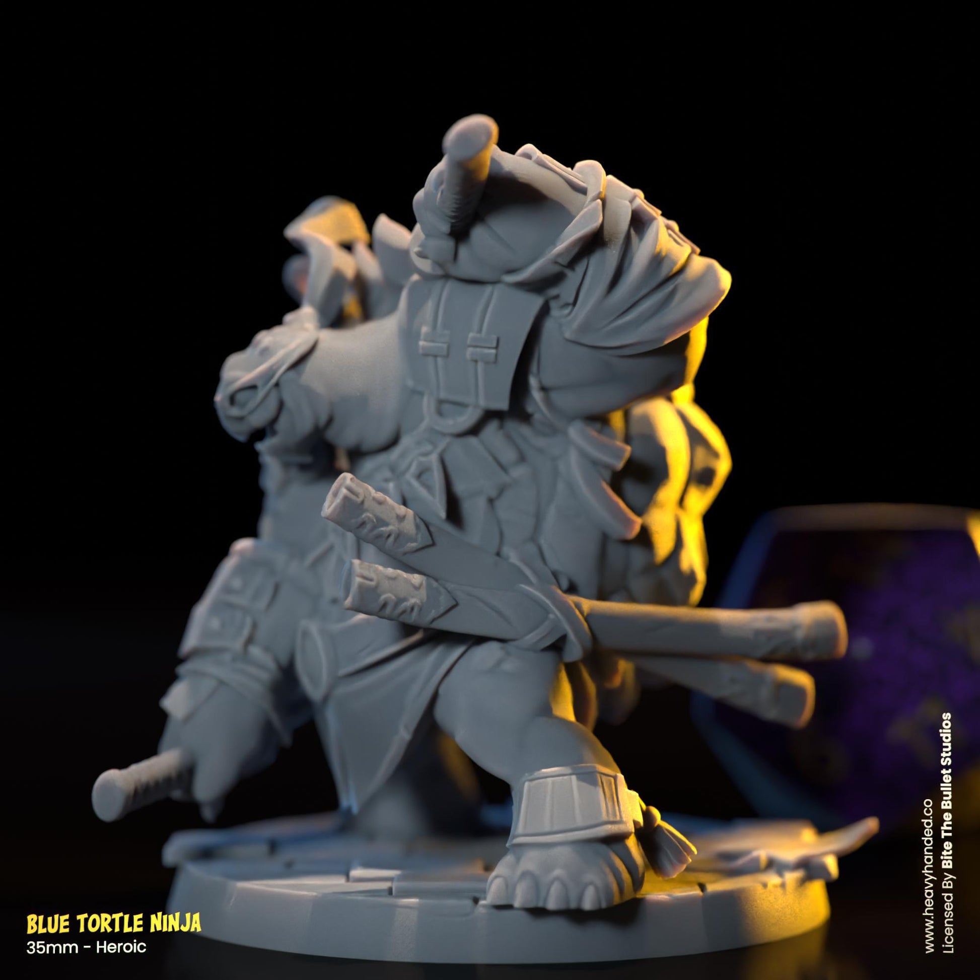 Blue Ninja Tortle (Katanas) | Bite the Bullet | Fantasy Miniature | TMNT-Inspired | Leonardo | D&D | TTRPG | RPG Model