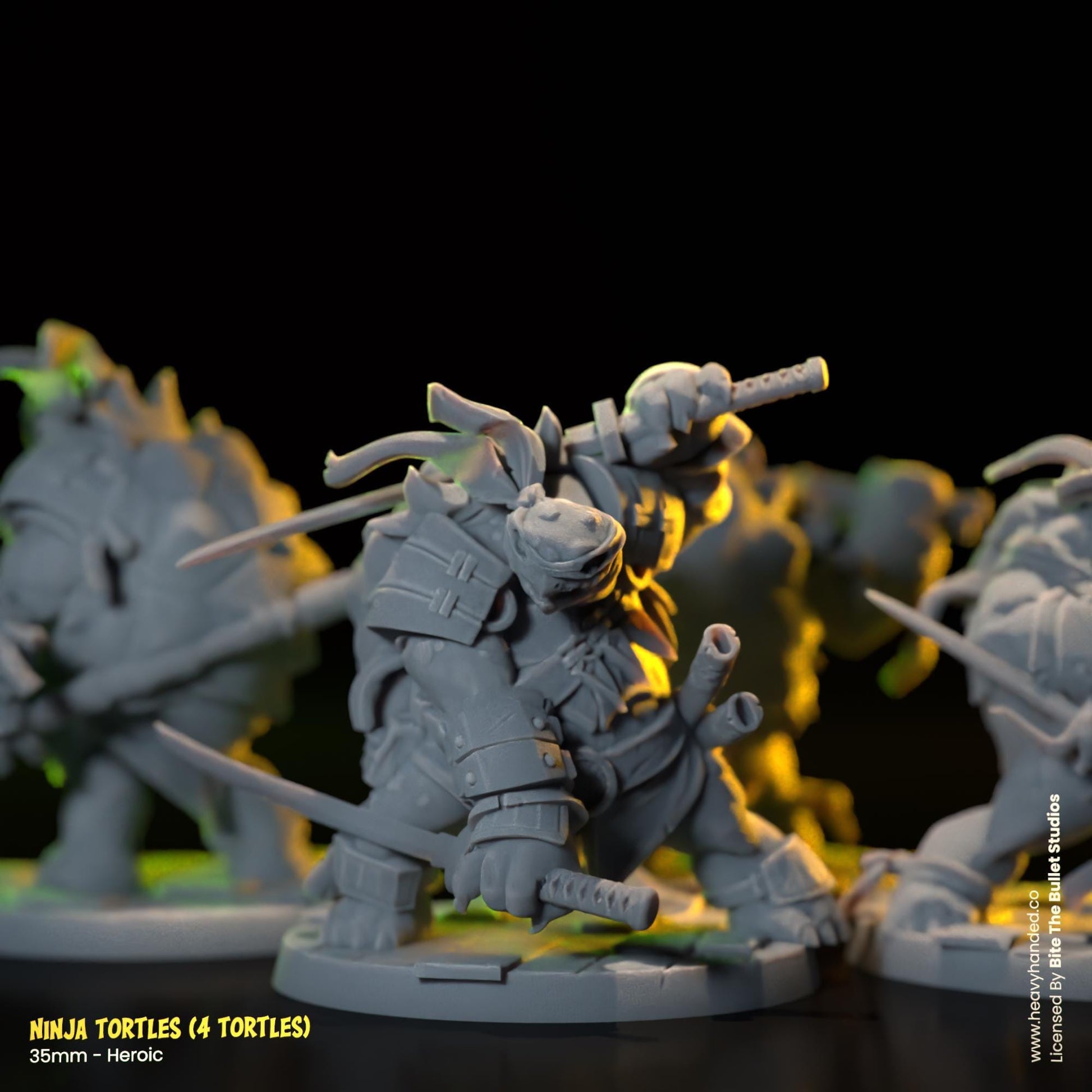 Ninja Tortles Pack (4 Miniatures) | Bite the Bullet | TMNT-Inspired | D&D | RPG Models | Leonardo, Michelangelo, Donatello, Raphael