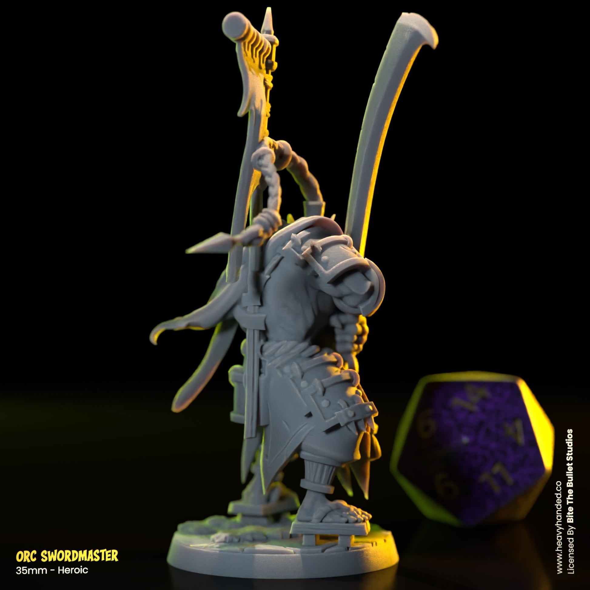 Orce Swordmaster | Bite the Bullet | Orcs | Tabletop RPG and D&D Fantasy Miniature
