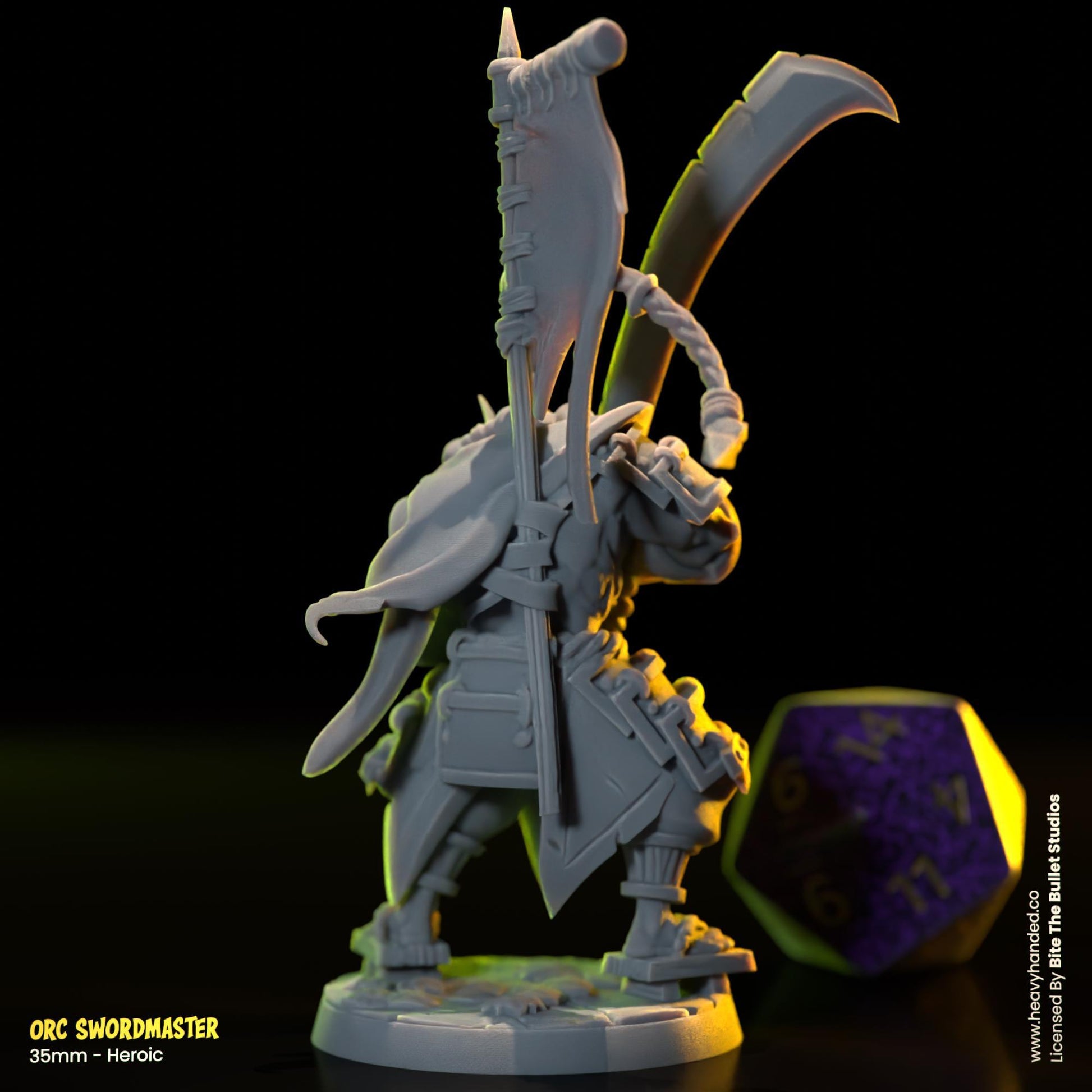 Orce Swordmaster | Bite the Bullet | Orcs | Tabletop RPG and D&D Fantasy Miniature