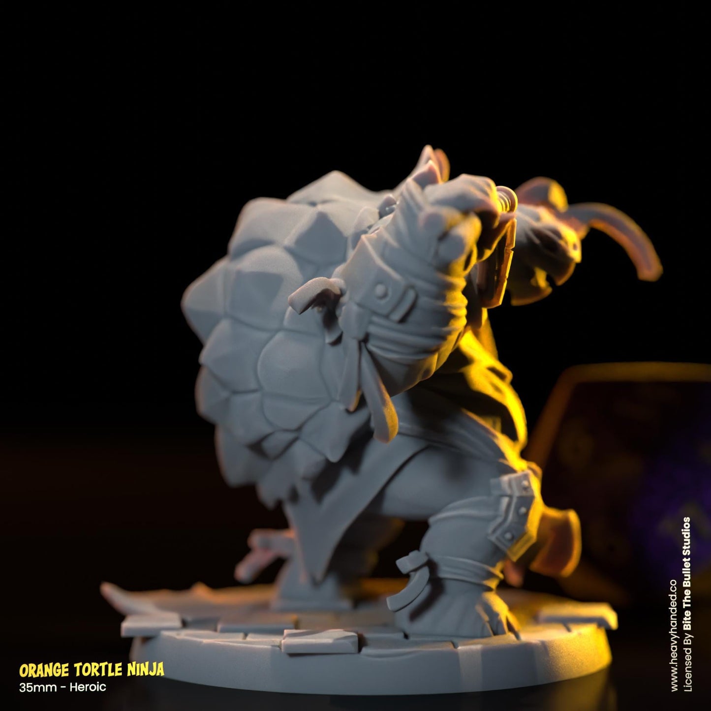 Orange Ninja Tortle (Nunchucks) | Bite the Bullet | Fantasy Miniature | TMNT-Inspired Model | Michelangelo | D&D | TTRPG | RPG Model