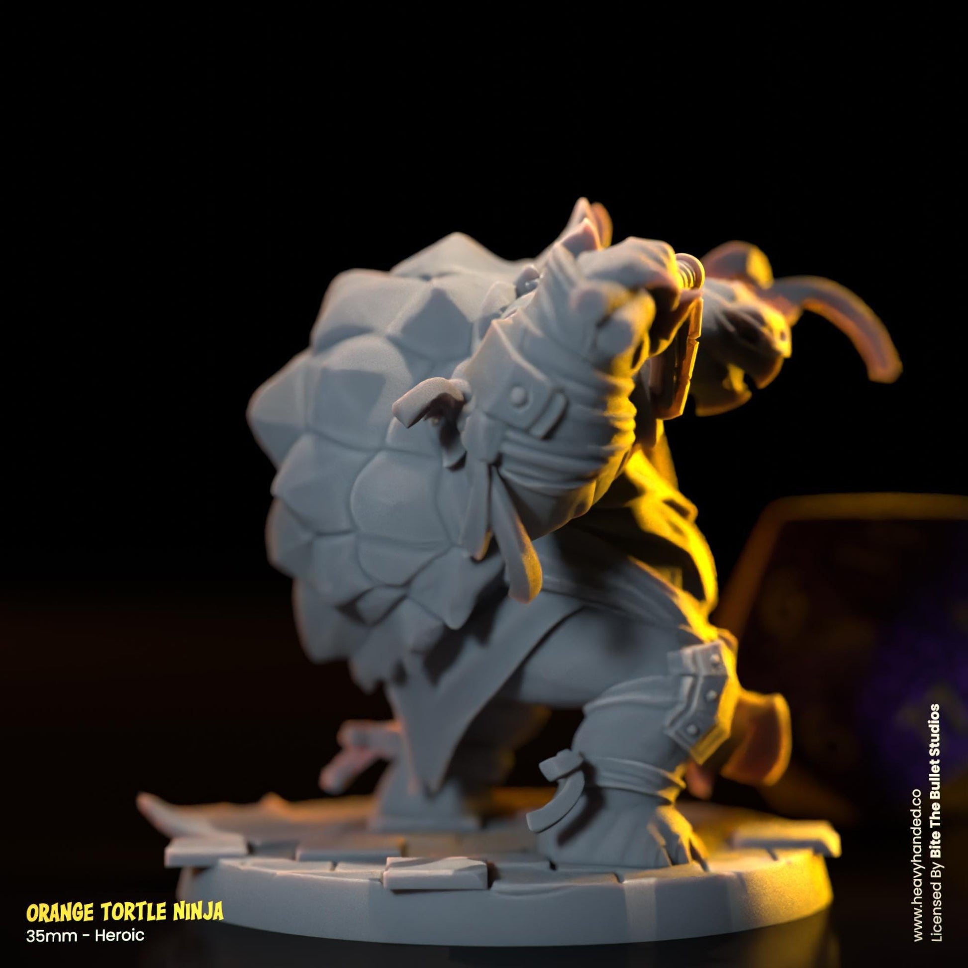 Orange Ninja Tortle (Nunchucks) | Bite the Bullet | Fantasy Miniature | TMNT-Inspired Model | Michelangelo | D&D | TTRPG | RPG Model