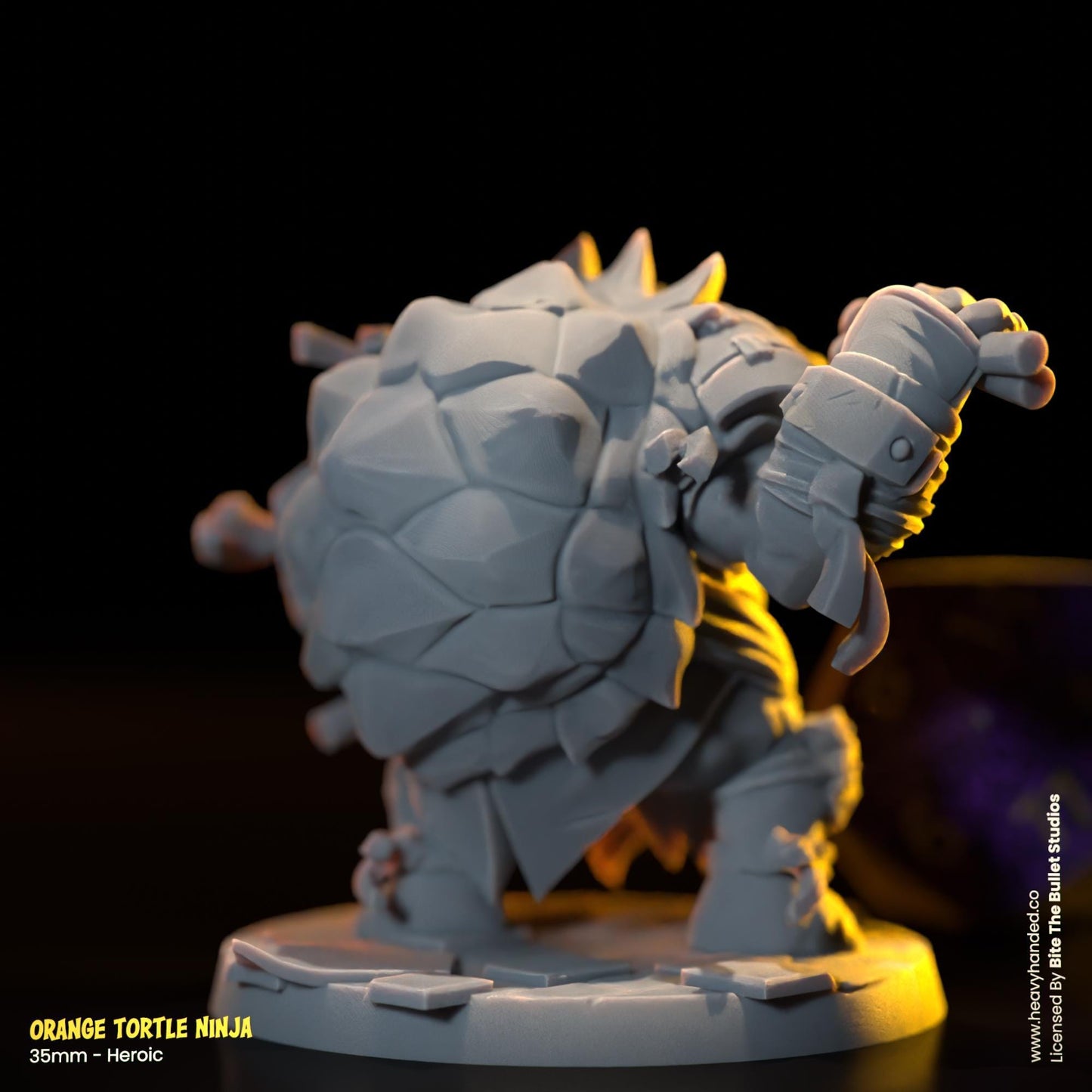 Orange Ninja Tortle (Nunchucks) | Bite the Bullet | Fantasy Miniature | TMNT-Inspired Model | Michelangelo | D&D | TTRPG | RPG Model