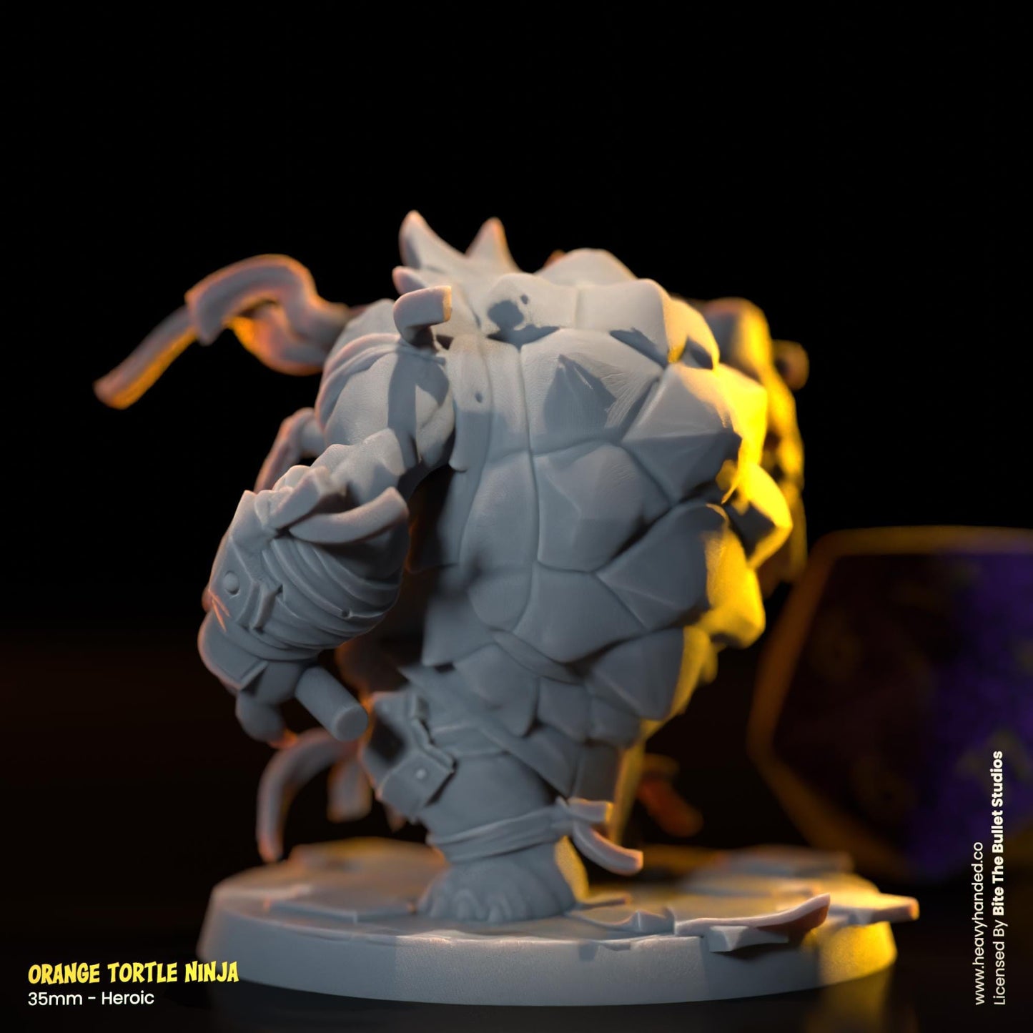 Orange Ninja Tortle (Nunchucks) | Bite the Bullet | Fantasy Miniature | TMNT-Inspired Model | Michelangelo | D&D | TTRPG | RPG Model