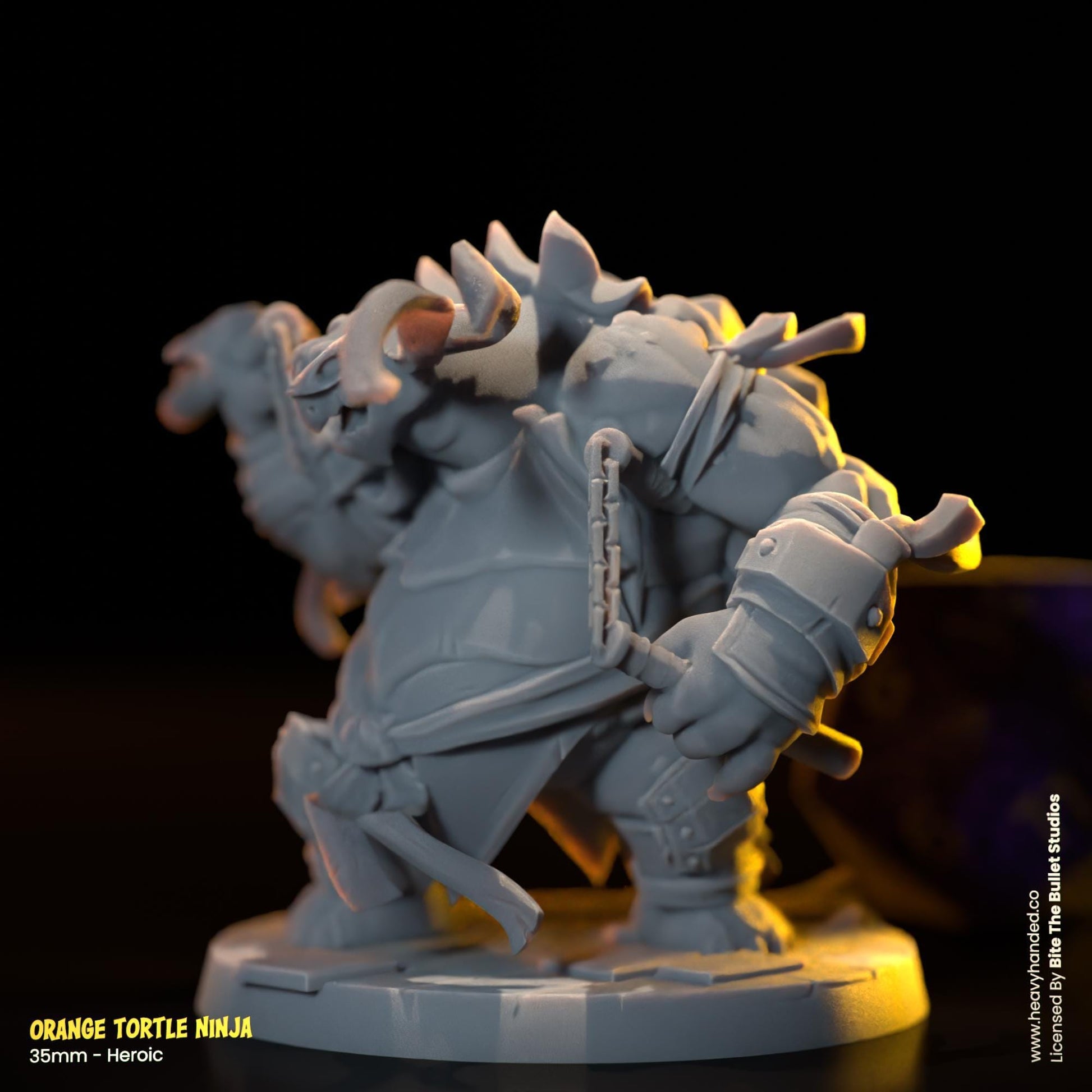 Orange Ninja Tortle (Nunchucks) | Bite the Bullet | Fantasy Miniature | TMNT-Inspired Model | Michelangelo | D&D | TTRPG | RPG Model