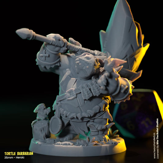 Tortle Barbarian Miniature | Dungeons and Dragons Mini RPG Tabletop Miniature DnD Painting Pathfinder 5e DnD | BtB