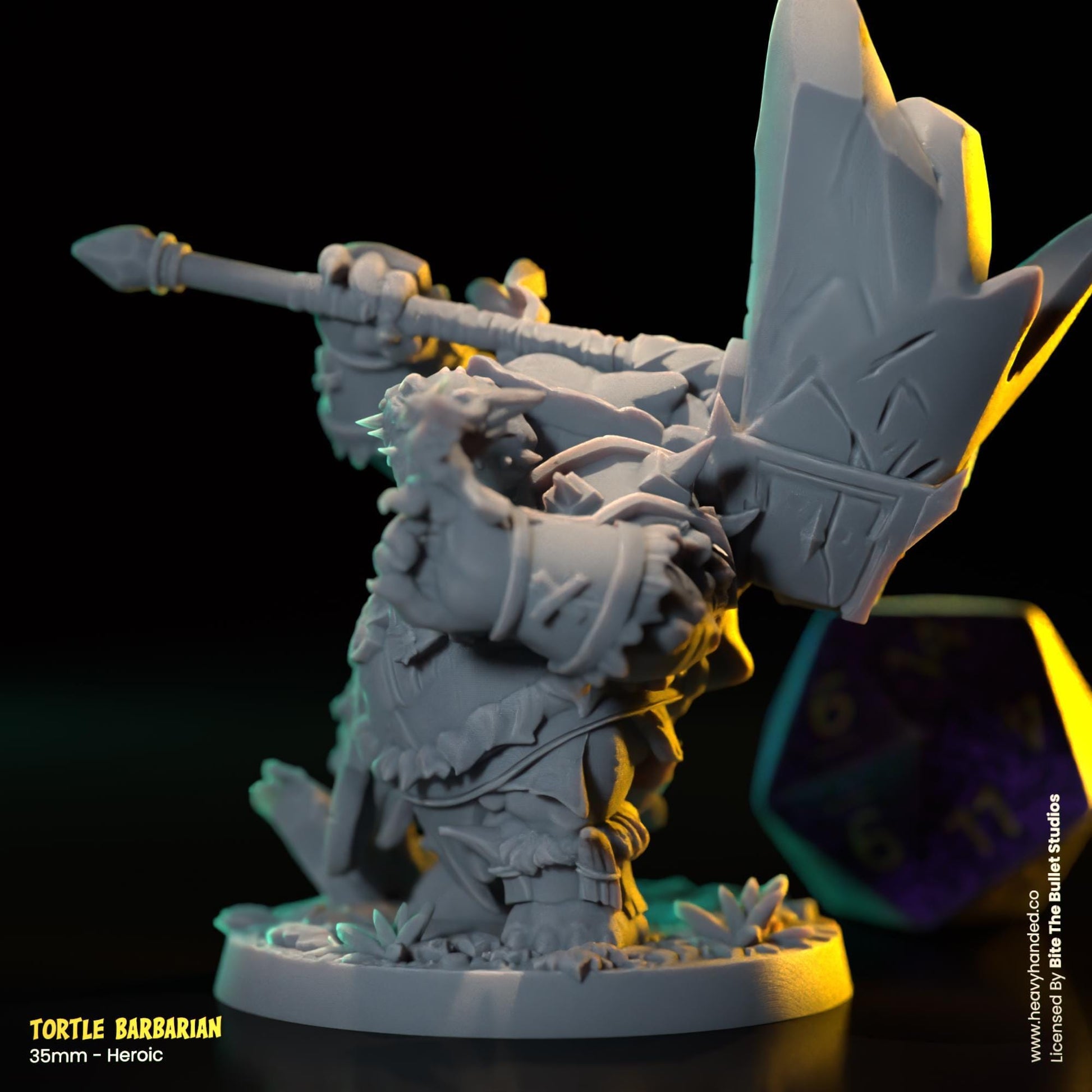 Tortle Barbarian Miniature | Dungeons and Dragons Mini RPG Tabletop Miniature DnD Painting Pathfinder 5e DnD | BtB