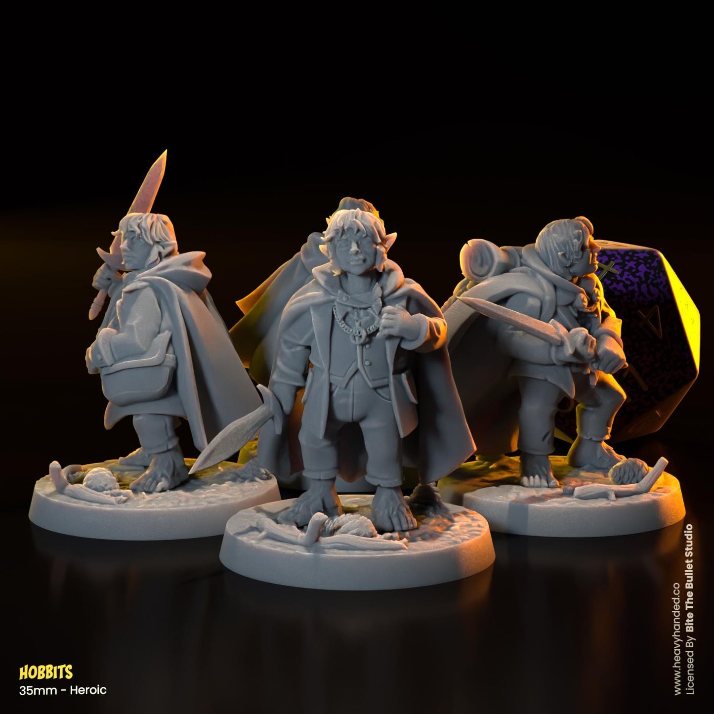 Hobbits Miniatures (Frodo, Sam, Merry, Pippin) | Dungeons and Dragons Mini RPG Tabletop Miniature DnD Painting Pathfinder 5e DnD | BtB