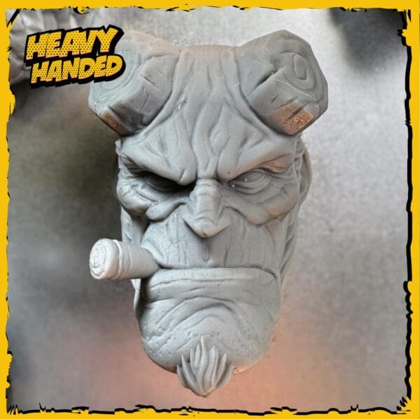 Infernal Outlaw collector magnet close-up of facial features and horn details